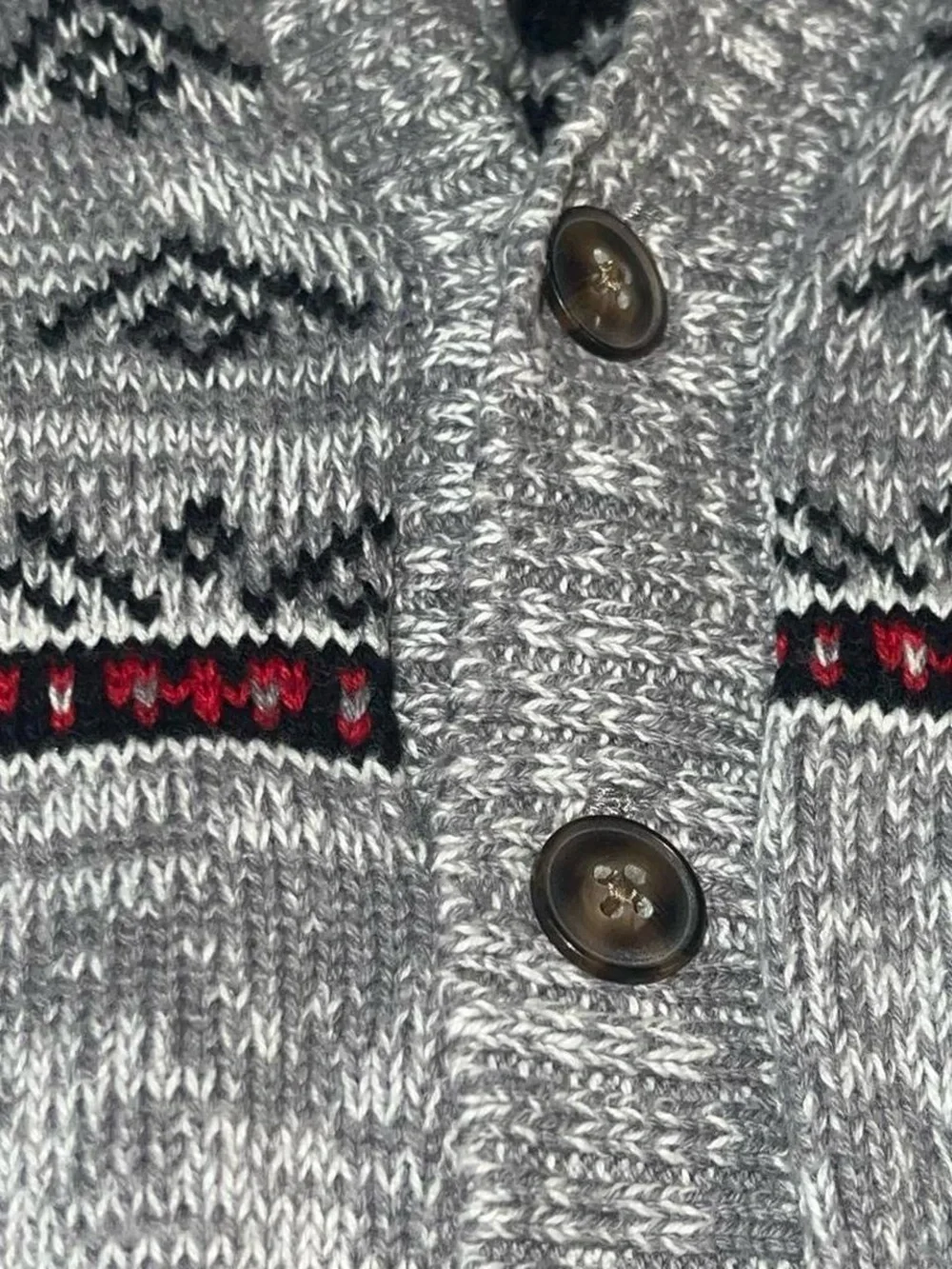 Old Navy Gray, White & Red Knit Baby Cardigan